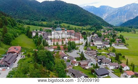 Ettal Abbey, Called Kloster Ettal, A Monastery In The Village Of Ettal, Bavaria, Germany - Aerial Ph