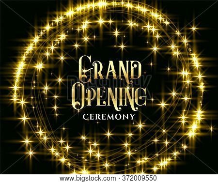 Golden Glitering Sparkles Grand Opening Background Design