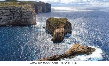 Aerial View Over Dwerja Bay On The Island Of Gozo Malta - Aerial Photography