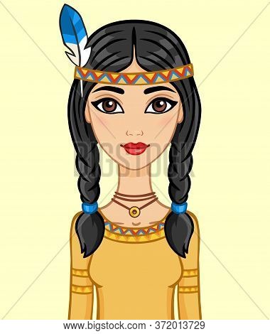 Animation Girl The North American Indian, Isolated.