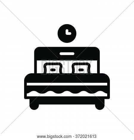 Black Solid Icon For Bed Bedstead Bunk Cot Doss