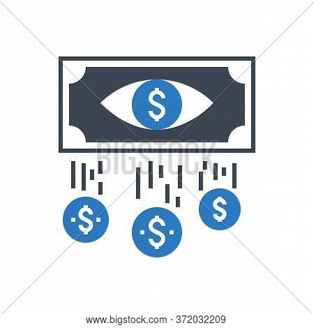 Cost Per Impression Related Vector Glyph Icon. Isolated On White Background. Vector Illustration.