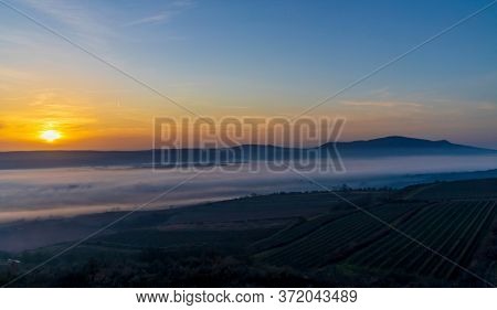 sunset over Palava, Southern Moravia, Czech Republic