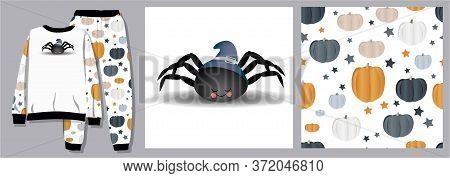 Seamless Fashion Vertical Background. Womens Suit Mockup With Bright Seamless Hand-drawn Pattern For