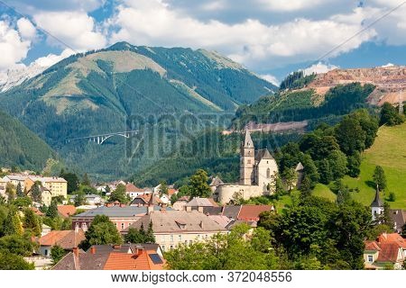 Old town Eisenerz near iron mine Erzberk, Styria, Austria