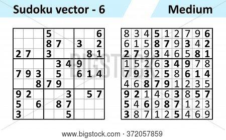 Sudoku Game With Answers. Simple Vector Design Set