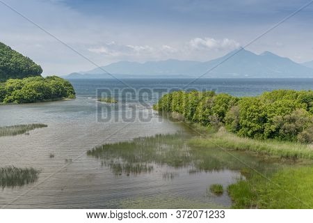 Mountain Bandai And Lake Inawashiro At Fukushima Prefecture.