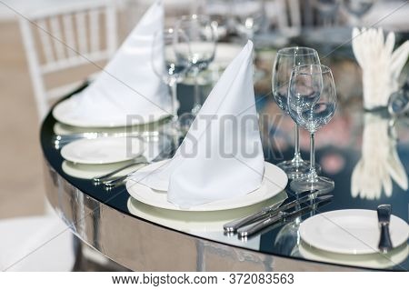 Beautiful Decorations On Wedding Celebration Ceremony Outdoors. Nature Background