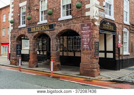 Chester, Uk: Jun 14, 2020: The Pied Bull Hotel Is An Old Coaching Inn Which Still Bears Several Old 