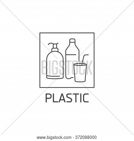 Vector Logo, Badge And Icon For Plastic Waste. Reusable Product Sign Design. Symbol Of Sorting Garba