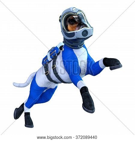 3D Rendering Astronaut Dog On White