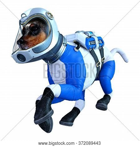 3D Rendering Astronaut Dog On White