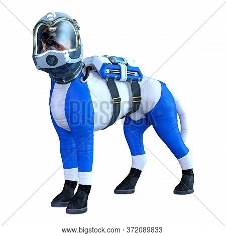 3D Rendering Astronaut Dog On White
