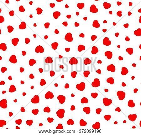 Red Pink Heart Seamless Pattern. Romantic Limitless Love Background For Wedding Or Valentine Day. Fl