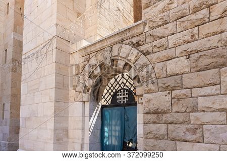 Jerusalem, Israel, June 13, 2020 : The Entrance To The Danish Church In Jerusalem On Muristan Street