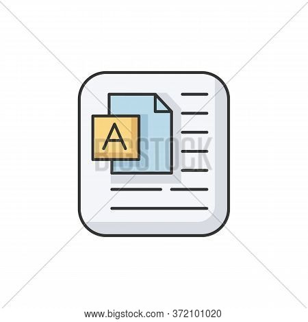 Document Rgb Color Icon. Information On Pape Sheet. Page With Text. Computer Document. Writing Artic