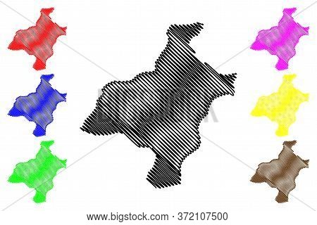 Pemagatshel District (districts Of Bhutan, Kingdom Of Bhutan) Map Vector Illustration, Scribble Sket