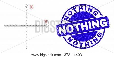 Web Carcass Cartesian Axes Pictogram And Nothing Seal Stamp. Blue Vector Round Distress Seal Stamp W