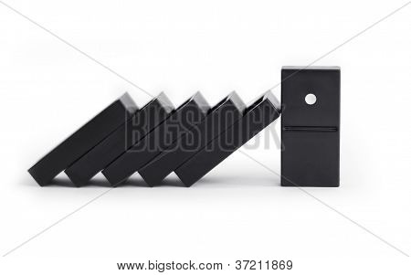 Domino-effect. Concept met leider