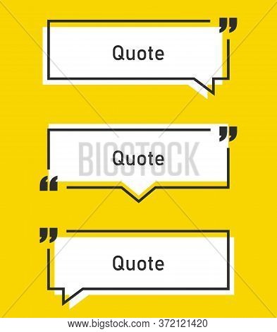 Vector Illustration Of Quote In Black Frame With Quotation Marks And Yellow Background.
