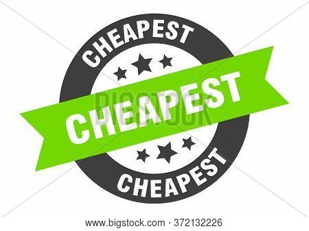 Cheapest Sign. Cheapest Black-green Round Ribbon Sticker