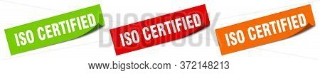 Iso Certified Sticker. Iso Certified Square Isolated Sign. Iso Certified Label