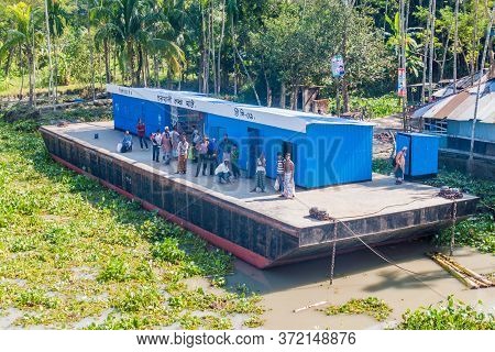 Katcha, Bangladesh - November 19, 2016: View Of Charkhali Launch Ghat Pier On Katcha Kacha River, Ba