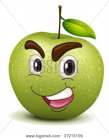illustrazione di smiley happy apple su sfondo bianco