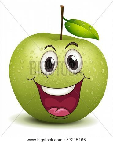 illustrazione di uno smiley happy apple su un bianco