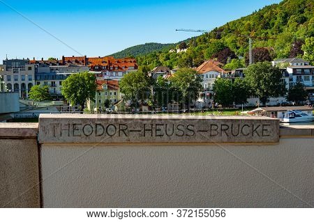 Theodor Heuss Bridge In The City Of Heidelberg - Heidelberg, Germany - May 28, 2020. High Quality Ph