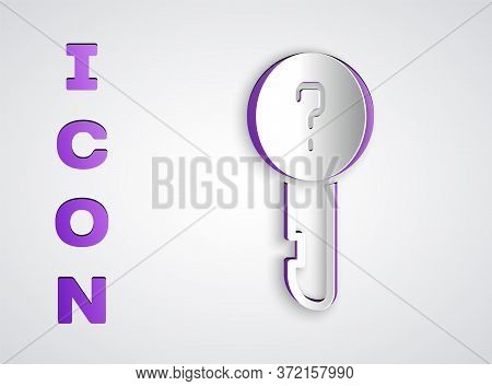 Paper Cut Undefined Key Icon Isolated On Grey Background. Paper Art Style. Vector Illustration.