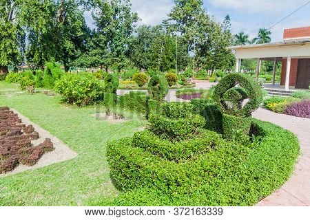Garden At The Archaeological Complex Of Somapuri Vihara Somapura Mahavihara , Ruins Of Buddhist Mona