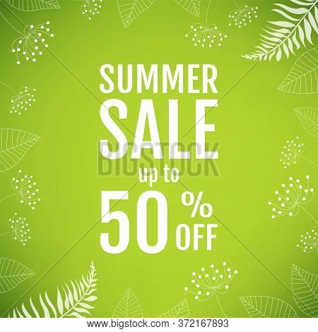 Summer Sale Poster With Floral Element With Gradient Mesh, Vector Illustration