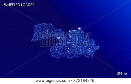 Wheeled Loader Wireframe Futuristic Design Concept Vector Illustration