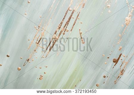 Gray Marble Background Or Texture With Abstract Gold Potal Brush Strokes And Stains