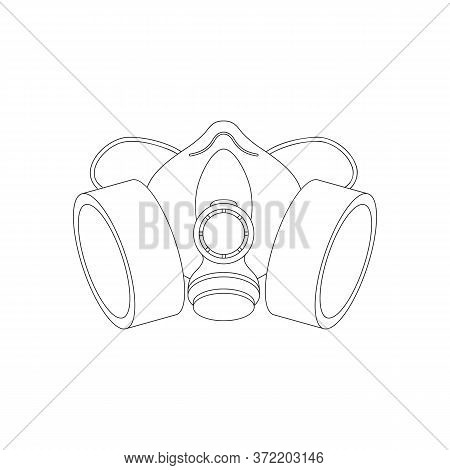 Hygienic Mask With Air Filter In Outline Style On A White Background