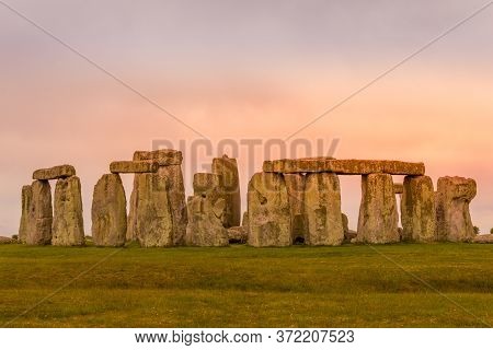 Sunset In The Stonehenge In United Kingdom