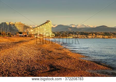 Sunset In A Beach In Antibes, South Of France