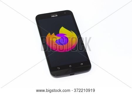 Kouvola, Finland - 23 January 2020: Firefox Browser Logo On The Screen Of Smartphone Asus