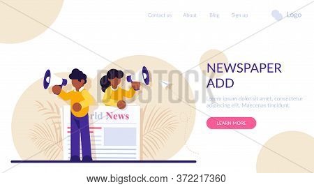 Concept Of Commercial, News Broadcasting, Advertisement, Promotion In Periodical Publication. Person