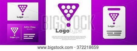 Logotype Billiard Balls In A Rack Triangle Icon Isolated On White Background. Logo Design Template E