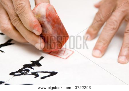 Agalmatolite Stempel holding hände