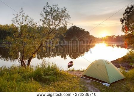 Beautiful Summer Sunset On The River Tobil, Russia.