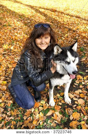 Kutya, Szibériai Husky, fiatal nő