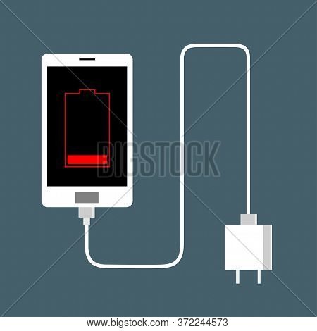 Phone Charger. Concept Of Low Battery. Vector Illustration