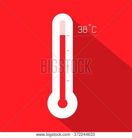 Thermometer Element Design On Red Background. Vector Illustration