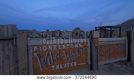 Pioneertown Wild West Theater In The Evening - Pioneertown, Usa - March 18, 2019