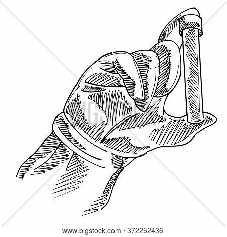 Black Sketch Drawing Of Researcher Hand Holding Test Tube