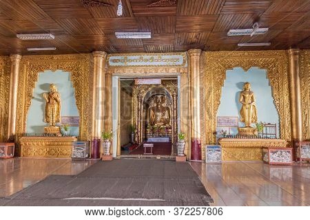 Inle, Myanmar - November 28, 2016: Interior Of Alodaw Pauk Pagoda On Inle Lake, Myanmar