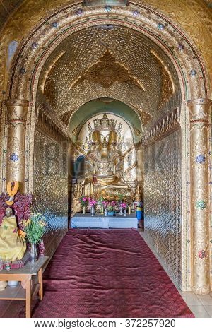 Inle, Myanmar - November 28, 2016: Interior Of Alodaw Pauk Pagoda On Inle Lake, Myanmar
